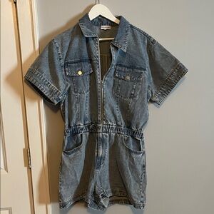 WeWoreWhat Light Blue Denim Romper